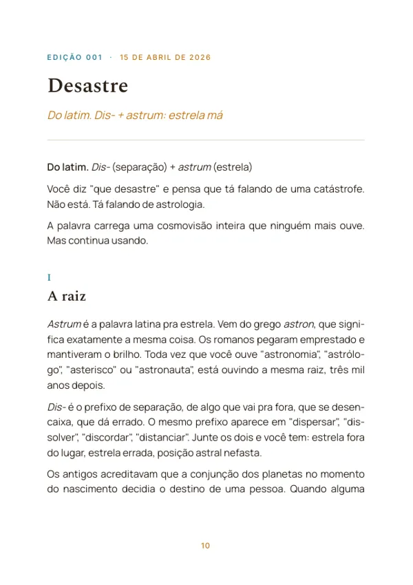 Primeira página de uma edição dentro do volume