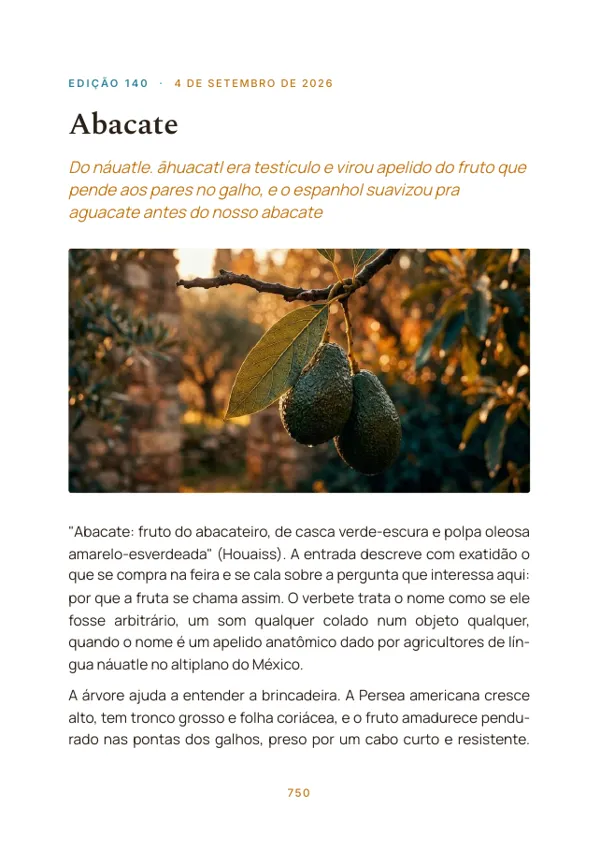 Página 750 do volume: abertura da edição 140, Abacate
