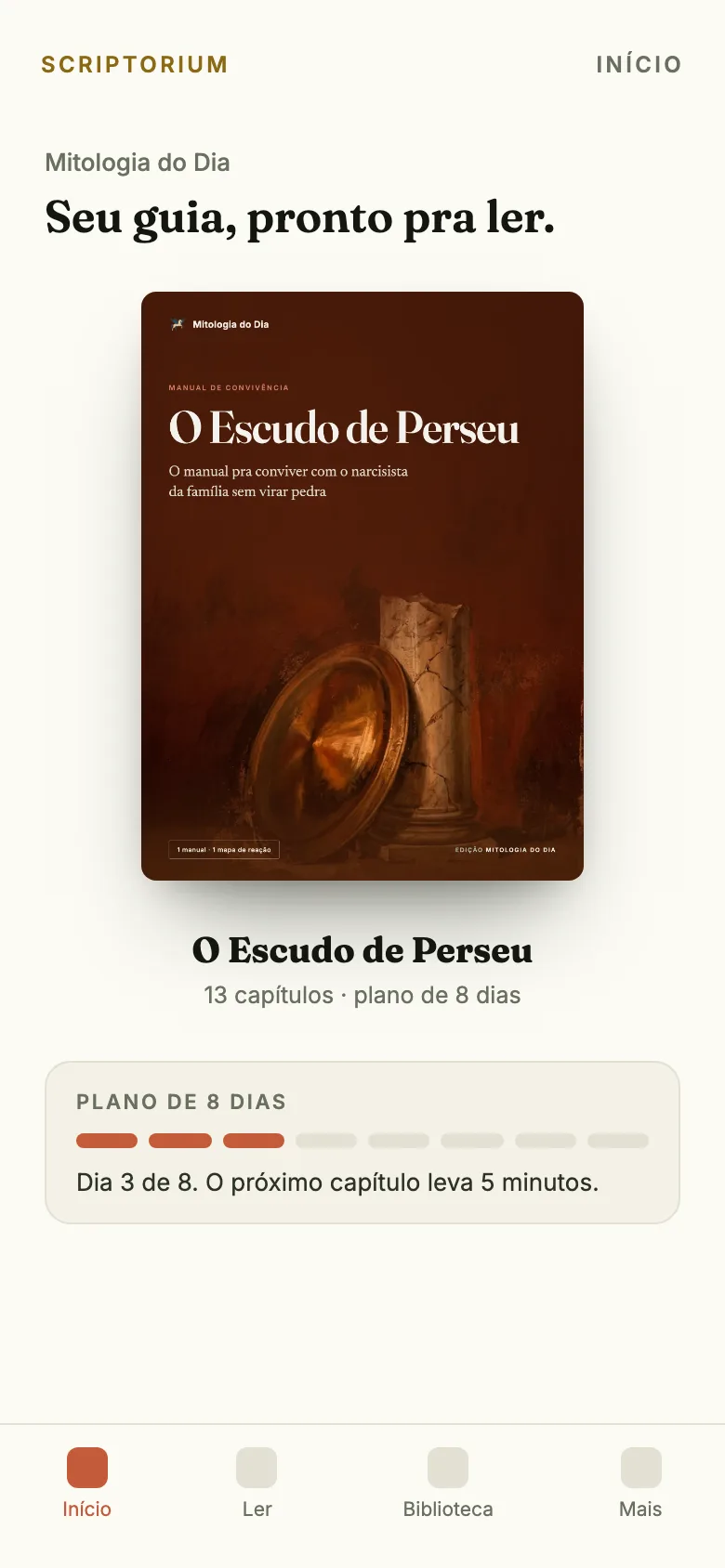O guia O Escudo de Perseu aberto no app